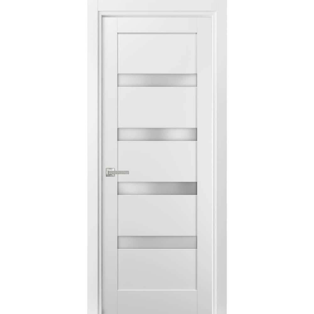 30 in. x 80 in. Frosted Glass Universal/Reversible 1-Panel White Finished Solid MDF Assembly Required Interior Door Kit price history on PriceWatchPro