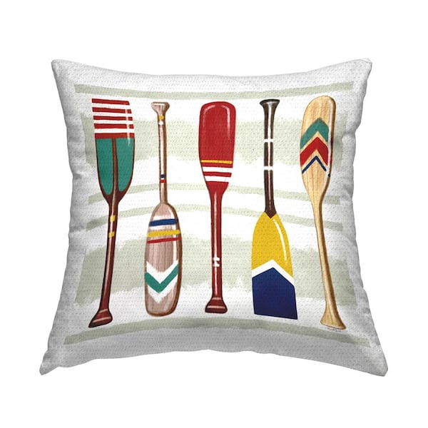 Stupell Industries Lake Cabin Patterned Boating Oars Paddles Multi-Color Square Outdoor Throw Pillow