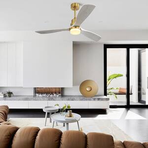 52 in. Integrated LED Indoor/Outdoor Gold Ceiling Fan with Light Kit and Remote Control