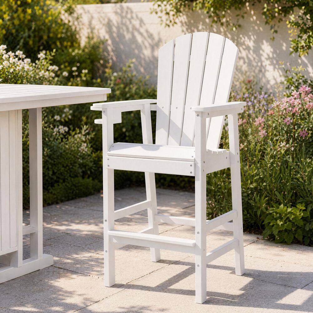 All-Weather HDPE White Outdoor Lounge Chair Adirondack Chair with Armrests and Cup Holder for Patio, Deck, Pool (1-Pack) price history on PriceWatchPro