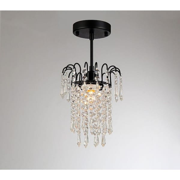 Warehouse of Tiffany Davila Black Indoor Crystal Chandelier with Shade
