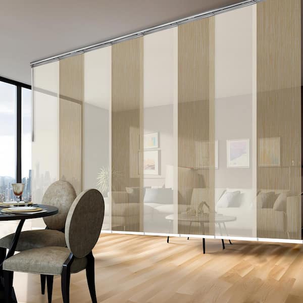 EMOH Toast 130 in. - 175 in. W x 94 in. L Adjustable 8- Panel Satin Nickel Double Rail Panel Track with 23.5 in. Slates