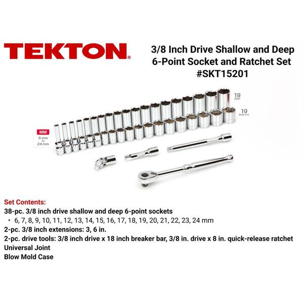3/8 in. Drive 6-Point Socket and Ratchet Set, 43-Piece (6-24 mm)