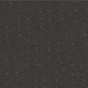 Fusion Collection Geometric Swirl Motif Brown/Black Matte Finish Non-pasted Vinyl on Non-woven Wallpaper Roll