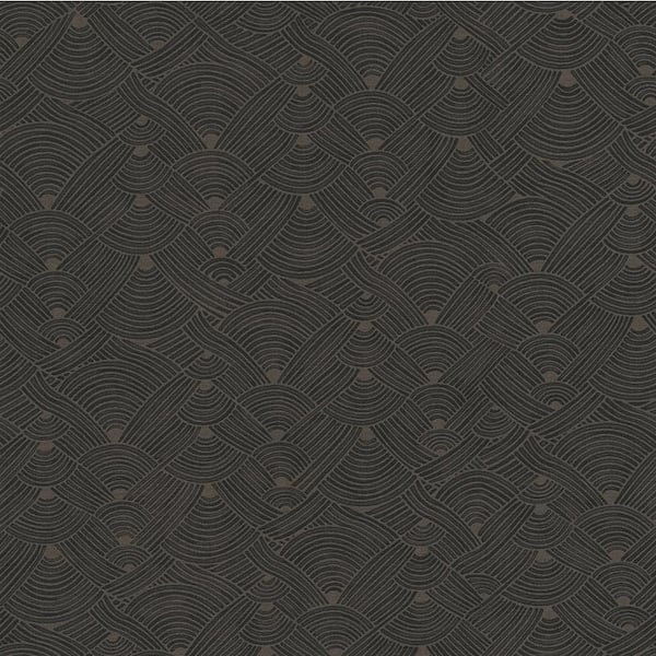 Unbranded Fusion Collection Geometric Swirl Motif Brown/Black Matte Finish Non-pasted Vinyl on Non-woven Wallpaper Roll