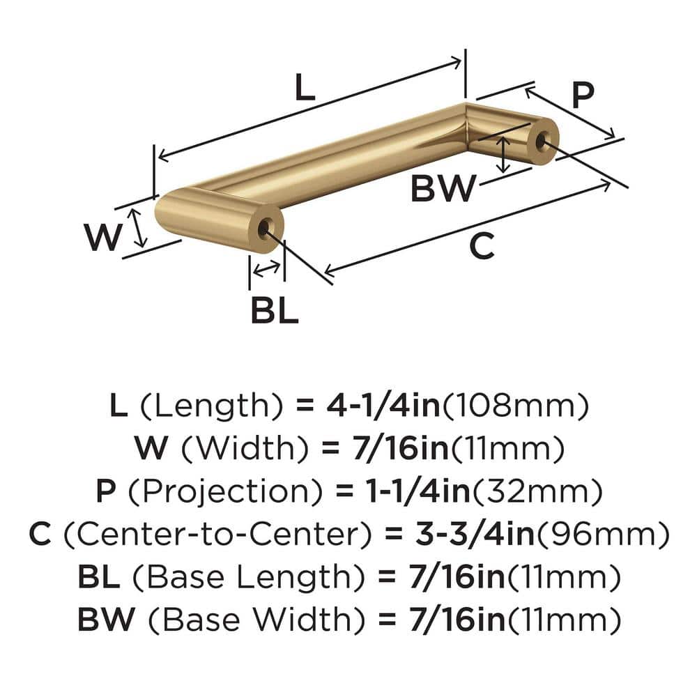Champagne Bronze 3-3/4 inch Modern Bar Cabinet Pull