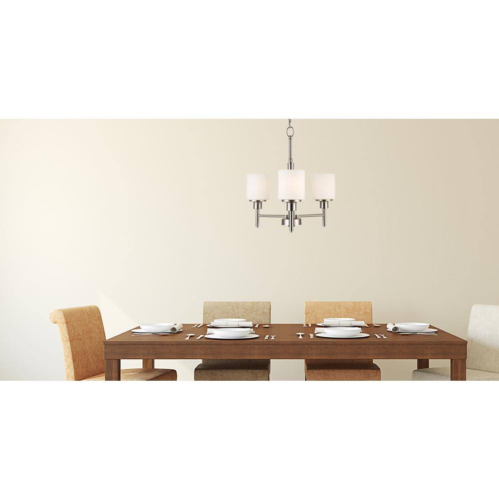 Aubrey Satin Nickel Mini 3-Light Chandelier with Frosted Glass