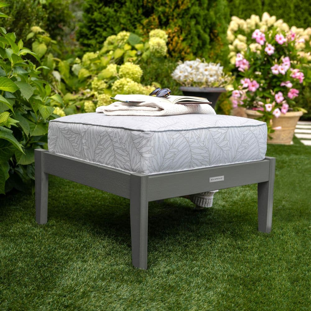 Lehigh Coastal Teak Recycled Plastic Outdoor Deep Seating Ottoman with Lively Parchment Cushion price history on PriceWatchPro