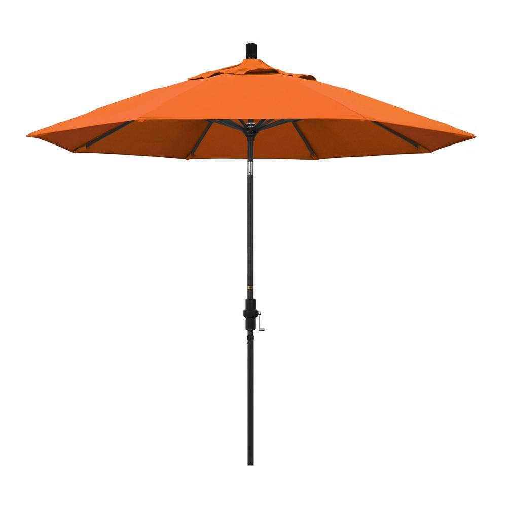 9 ft. Black Aluminum Pole Market Aluminum Ribs Collar Tilt Crank Lift Patio Umbrella in Tuscan Sunbrella price history on PriceWatchPro