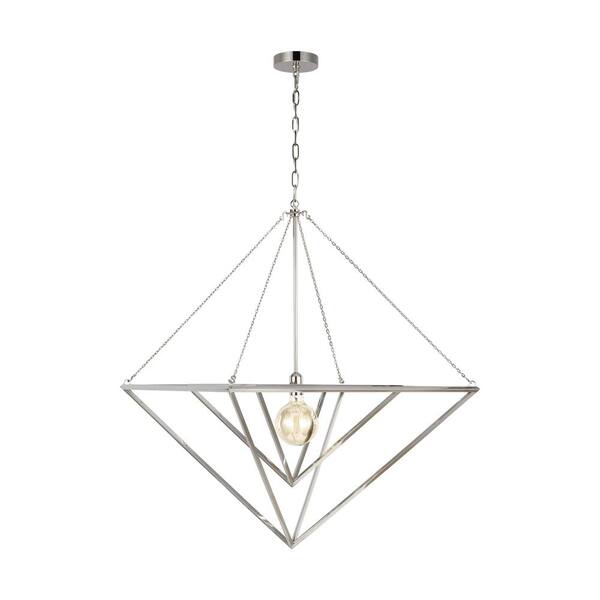 Generation Lighting Carat Large 1-Light Polished Nickel Cage Pendant Light