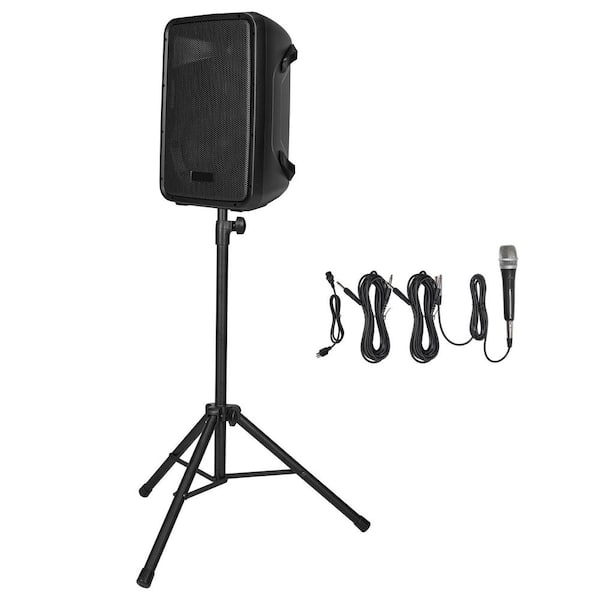 Portable PA System 300-Watt Powered Sound System Set 8 Channel Mixer Dual Speakers Remote Control for DJs Events