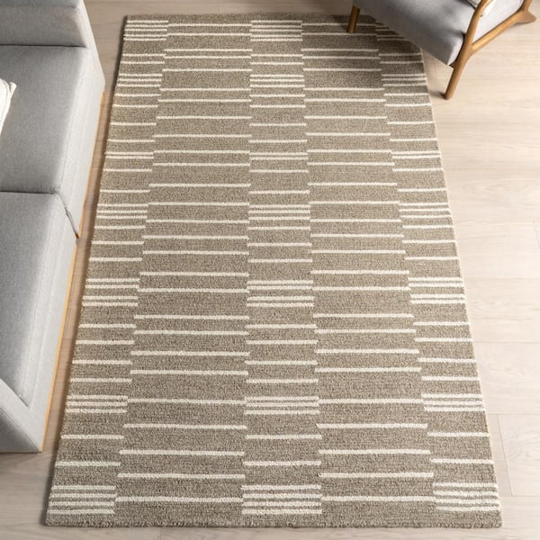 Laylah Striped Taupe 8 ft. x 10 ft. Indoor Area Rug