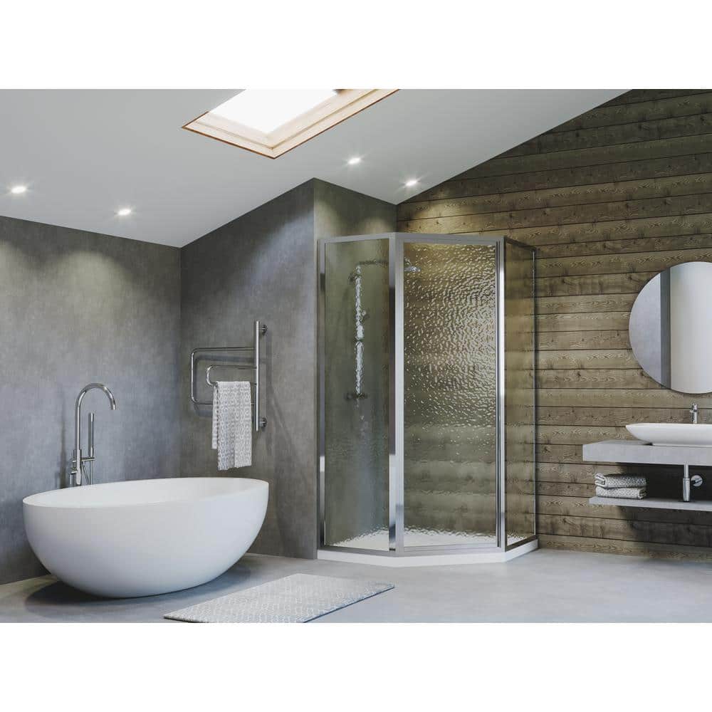 Coastal Shower Doors Legend 54 in. x 70 in. Framed NeoAngle Swing Shower Door in Chrome and