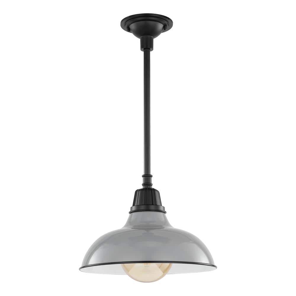 Jasper Vintage Farmhouse 12.25" Gray Iron LED Pendant Light