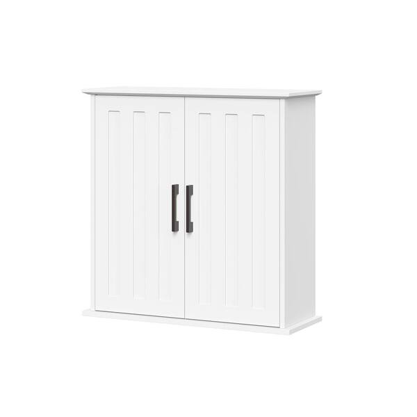 RiverRidge Monroe 23.63-in x 23.75-in x 8.69-in White Soft Close Bathroom Wall Cabinet