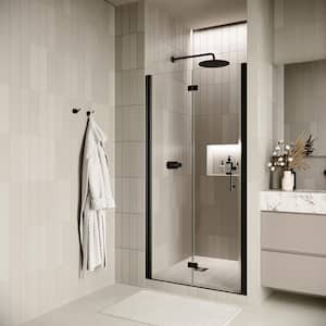 Mohave 30 in. W x 72 in. H Bi-Fold Shower Door, CrystalTech Treated 1/4 in. Tempered Clear Glass, Matte Black Hardware