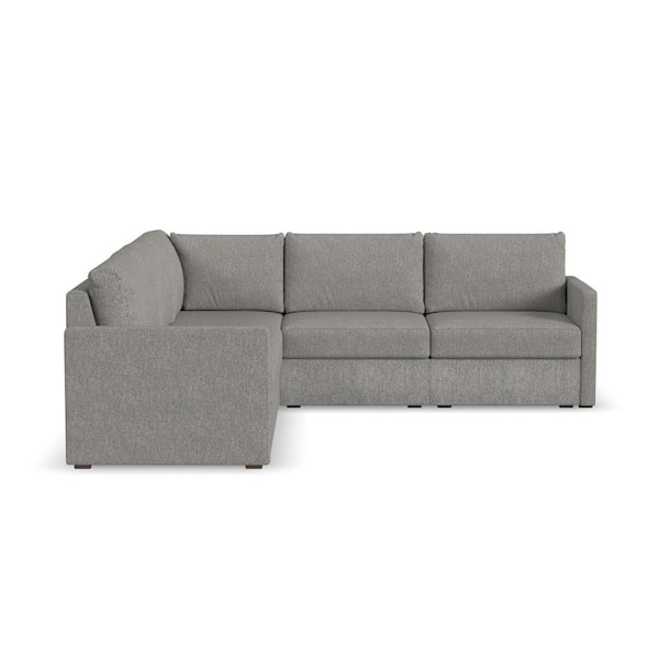 Flex 102 in. W Straight Arm 5 PC Polyester Performance Fabric Modular Sectional Sofa in Pebble Dark Gray