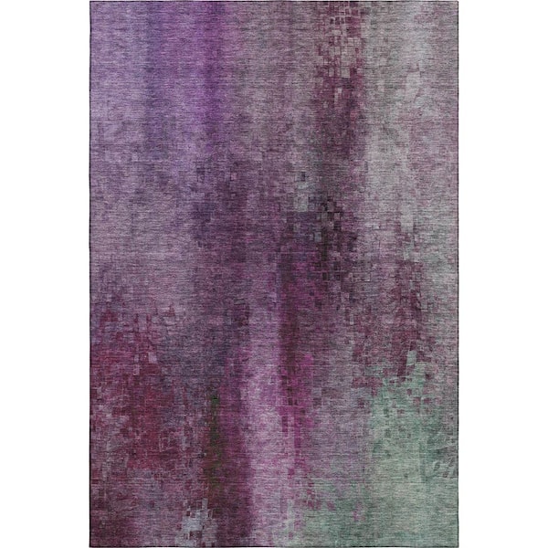 Mayfield Premium Machine Washable Abstract AMF2241 Purple 10 ft. x 14 ft. Area Rug