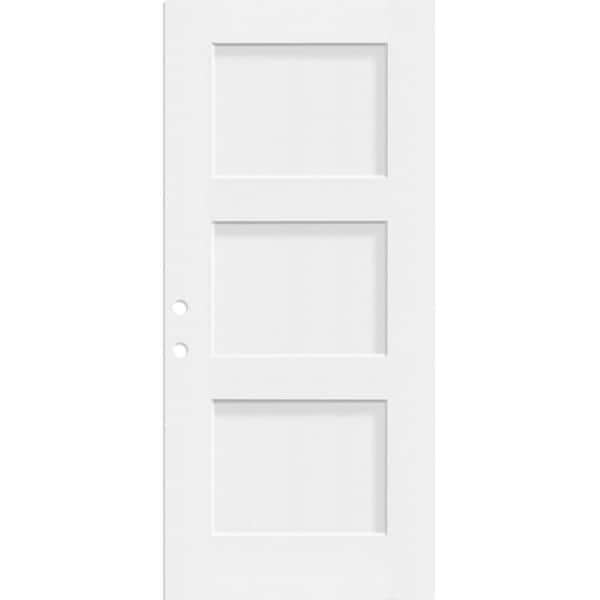 Legacy 36 in. x 80 in. Right Handed 3P Equal Shaker Unfinished White Fiberglass Front Door Slab