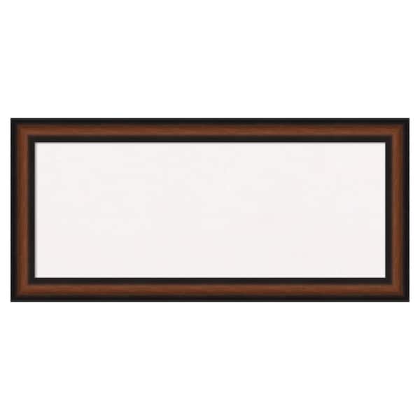 Amanti Art Yale Walnut White Corkboard 32 in. x 15 in. Bulletin Board Memo Board
