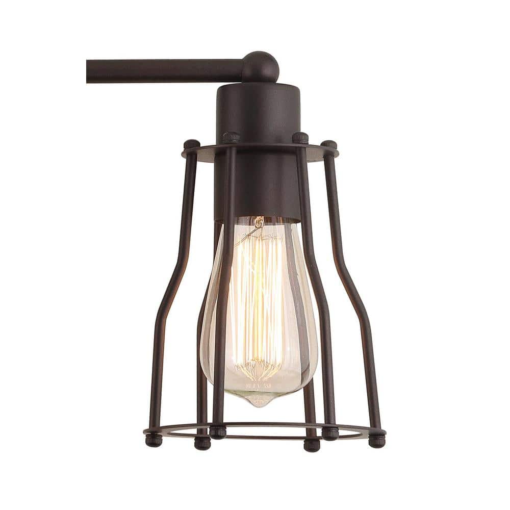 Florence 29.5" Oil-Rubbed Bronze Industrial Vanity Light with Clear Metal Shade