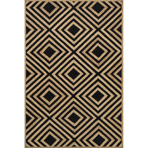 Black 8 ft. x 10 ft. Lauren Liess x Rugs USA Dogwood Tiled Jute Area
