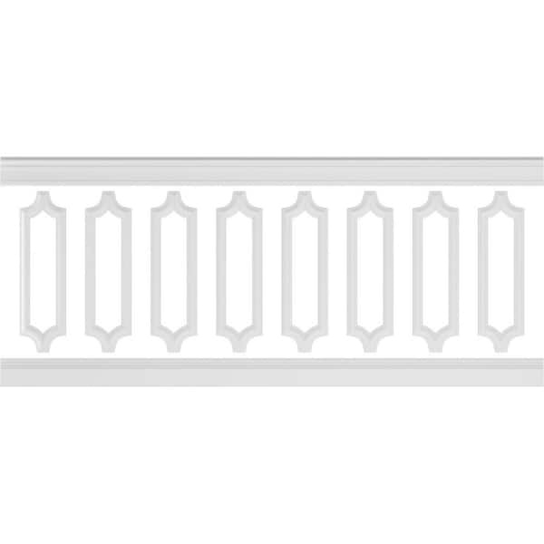 Ekena Millwork 94-1/2 in. Adjustable 40 in. to 44 in. Ashford Scalloped Panel Traditional Wainscot Paneling Kit