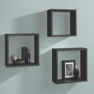 FRAME 11.8 in. x 11.8 in. x 4.6 in. Espresso Decorative Wall Shelf Set with Brackets