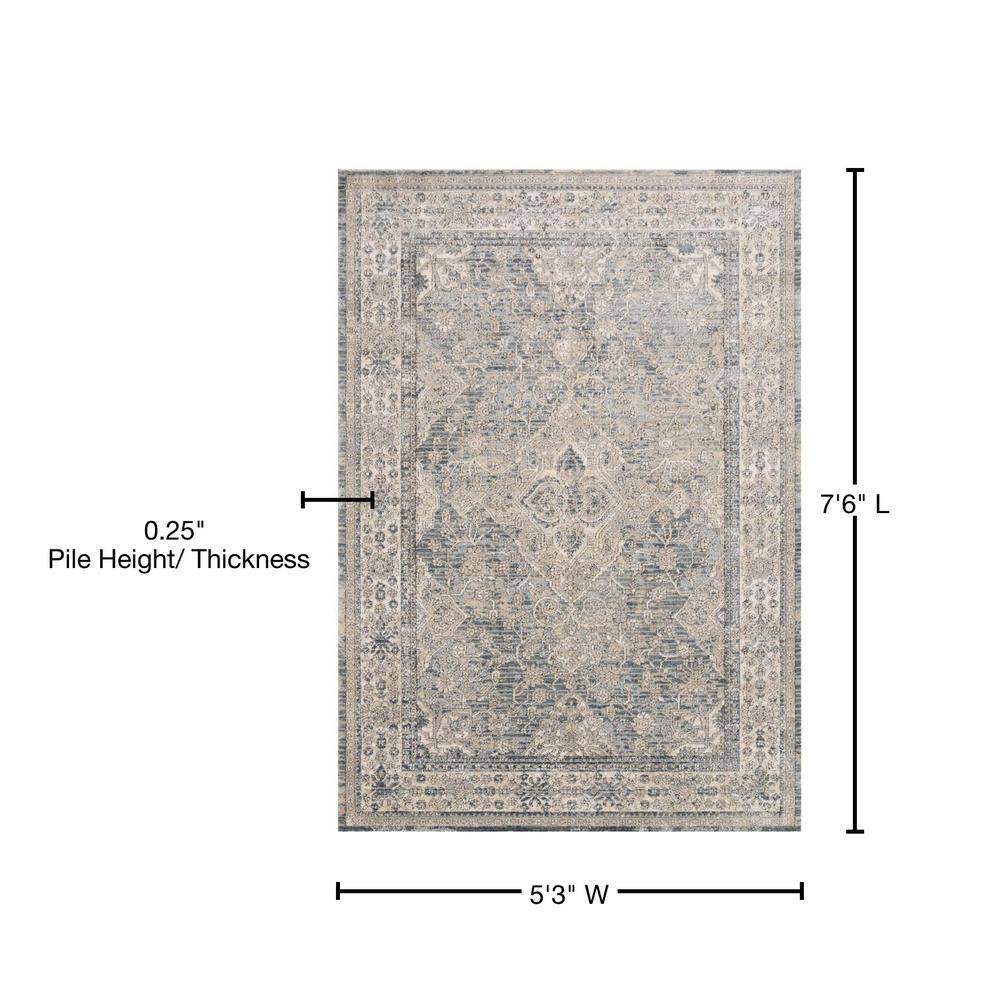 Elegant Ivory Rectangular Synthetic Area Rug 5'-3" x 7'-6"