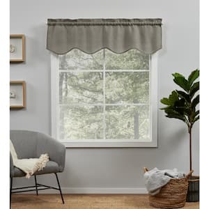 Loha Cafe Brown Solid 54 in. W x 16 in. L Rod Pocket Scalloped Valance (Set of 2)