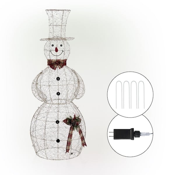 Alpine Corporation 74 in. Tall Mesh Snowman Decor with Red Birds and Cool  White LED Lights CHT892 - The Home Depot