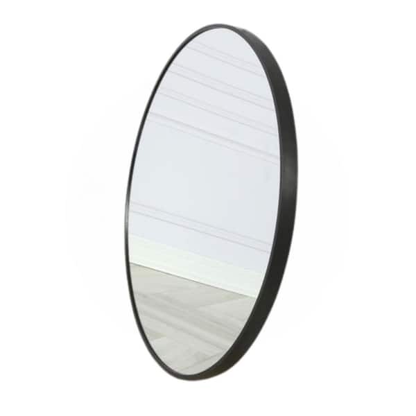 Afoxsos 18 in. W x 18 in. H Round Metal Framed Black Mirror, Elegant and Durable for Wall, Bathroom, Bedroom, Vanity and Hallway