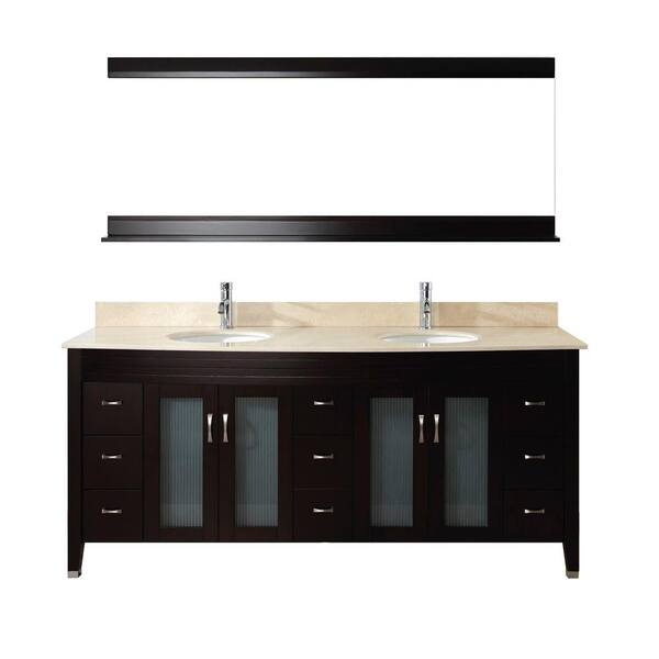 Studio Bathe Alba 75 in. Vanity in Chai with Marble Vanity Top in Chai and Mirror