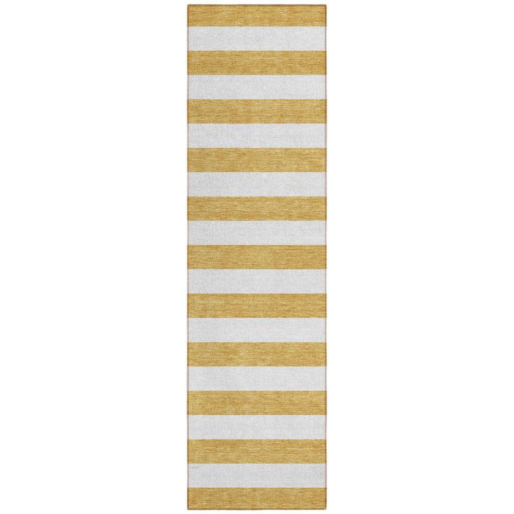 Gold 2 ft. x 8 ft. Woven Striped Polyester Runner Indoor/Outdoor Area Rug price history on PriceWatchPro