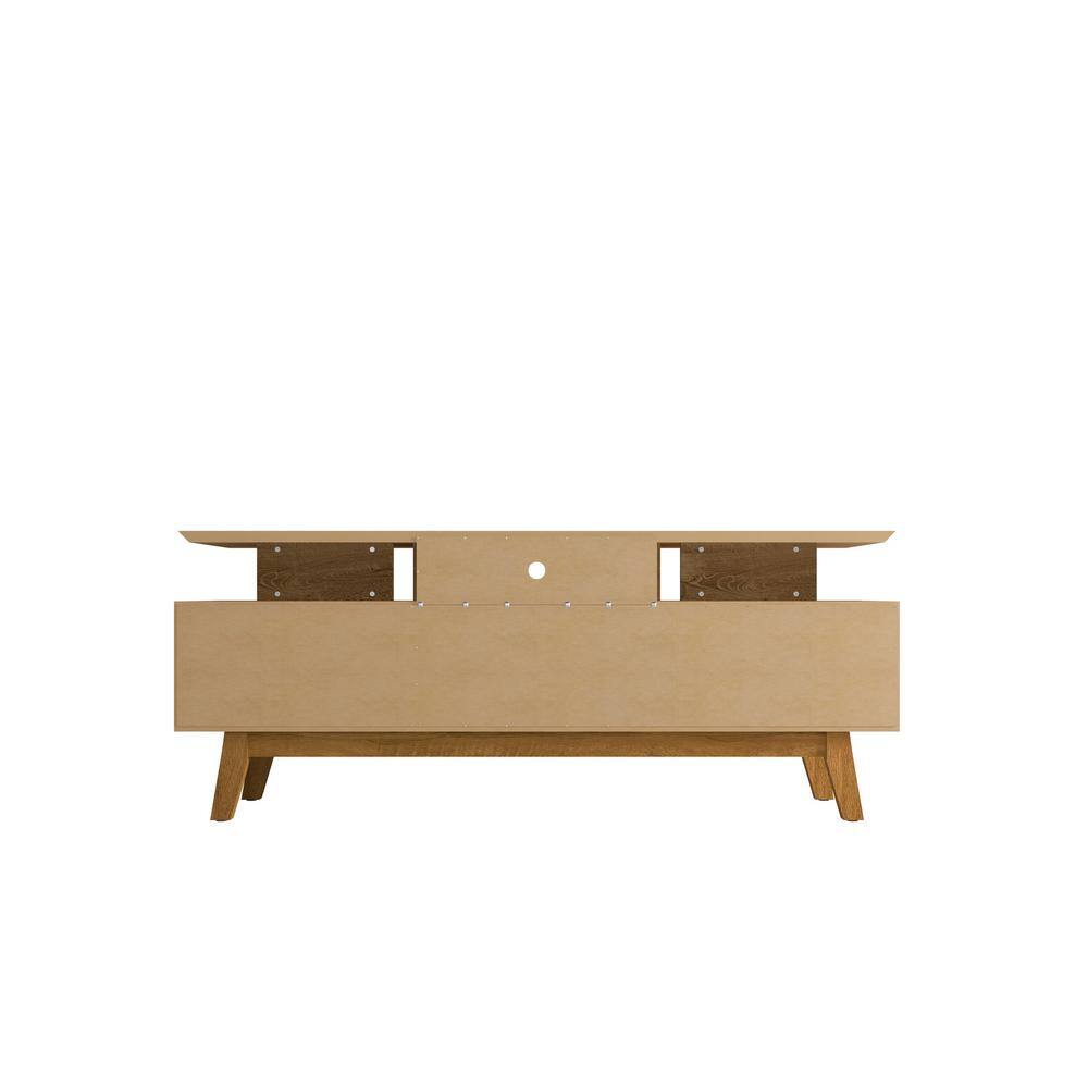Rustic Brown Mid-Century Modern 70'' TV Stand with Cabinet Storage