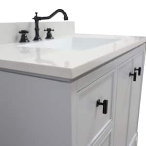 37 in. W x 22 in. D x 36 in. H Single Bath Vanity in French Gray w White Engineered Quartz Top w White Rectangle Basin