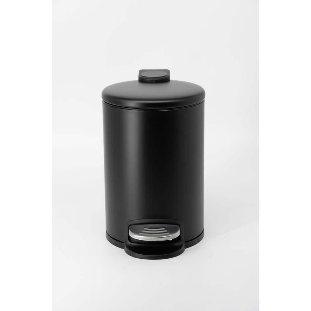 Matte Black Stainless Steel Round Pedal Trash Can
