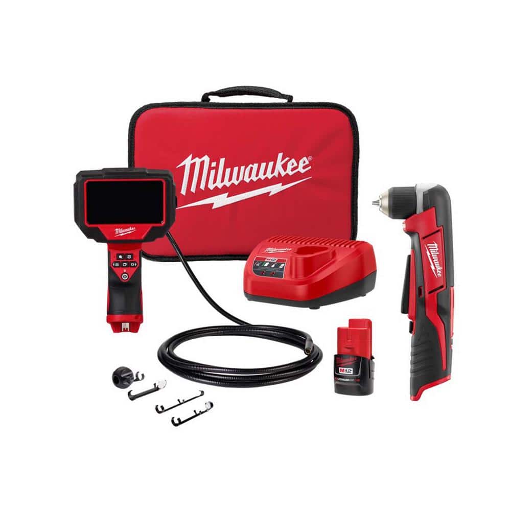 Milwaukee M12 12-Volt Lithium-Ion Cordless M-SPECTOR 360-Degree 10 ft. Inspection Camera Kit with M12 3/8 in. Right Angle Drill -  2324-21-24