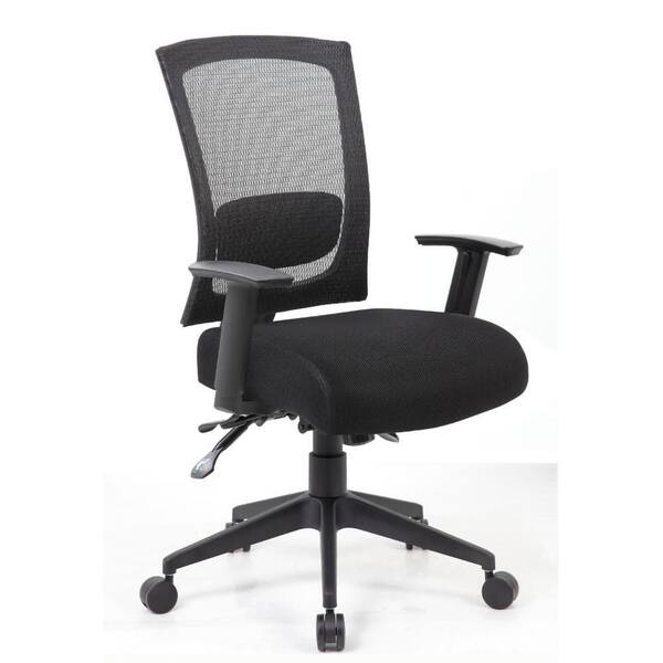 Benjara Oyo Polyester Rolling Office Task Chair in Black Arms