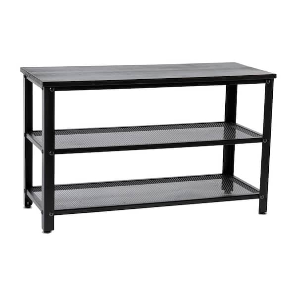 Carnegy Avenue Black Wash Entryway Bench Backless 12 in.