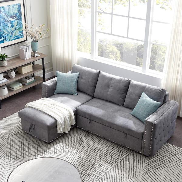 Boyel Living 91 In Gray Polyester, What Is A Reversible Sleeper Sofa