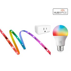 Smart Home Starter Kit including Color Changing LED Strip Light, Smart Bulb and Smart Plug, Powered by Hubspace