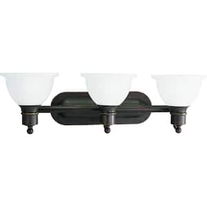 Madison Collection 3-Light Antique Bronze Etched Glass Traditional Bath Vanity Light