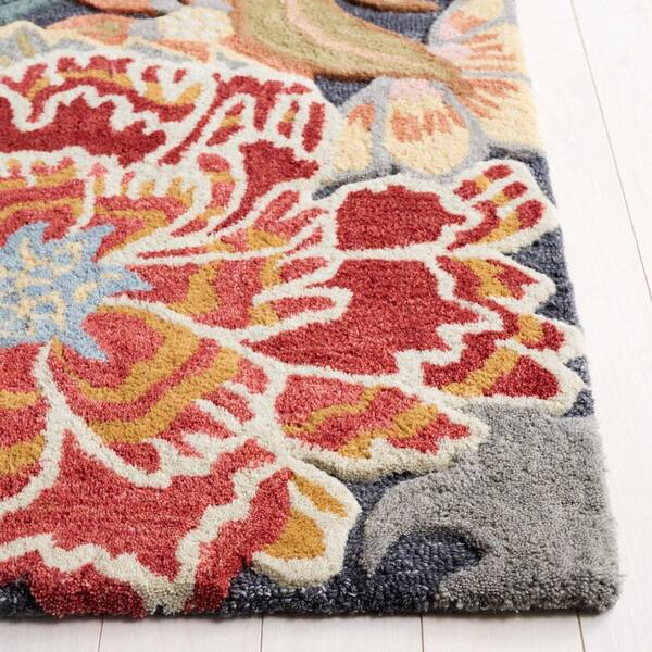 SAFAVIEH Bellagio 6 ft. x 9 ft. Gray/Rust Oversized Floral Area