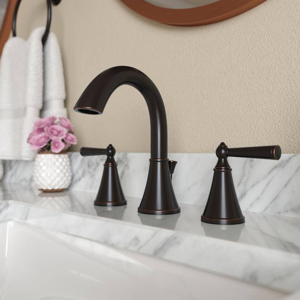 Tuscan Bronze Double Handle Widespread Bathroom Faucet