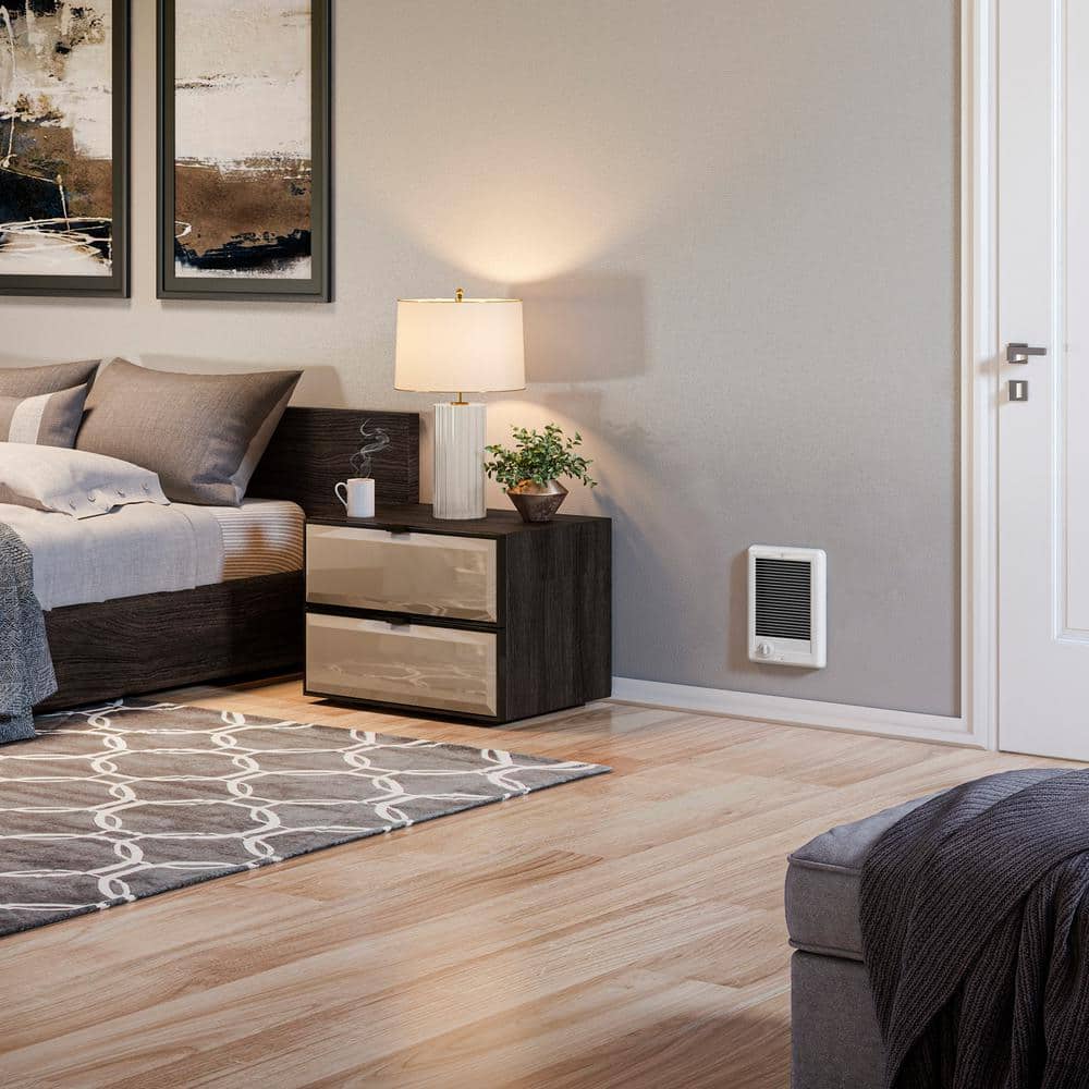 White Electric Wall Heater with Adjustable Thermostat