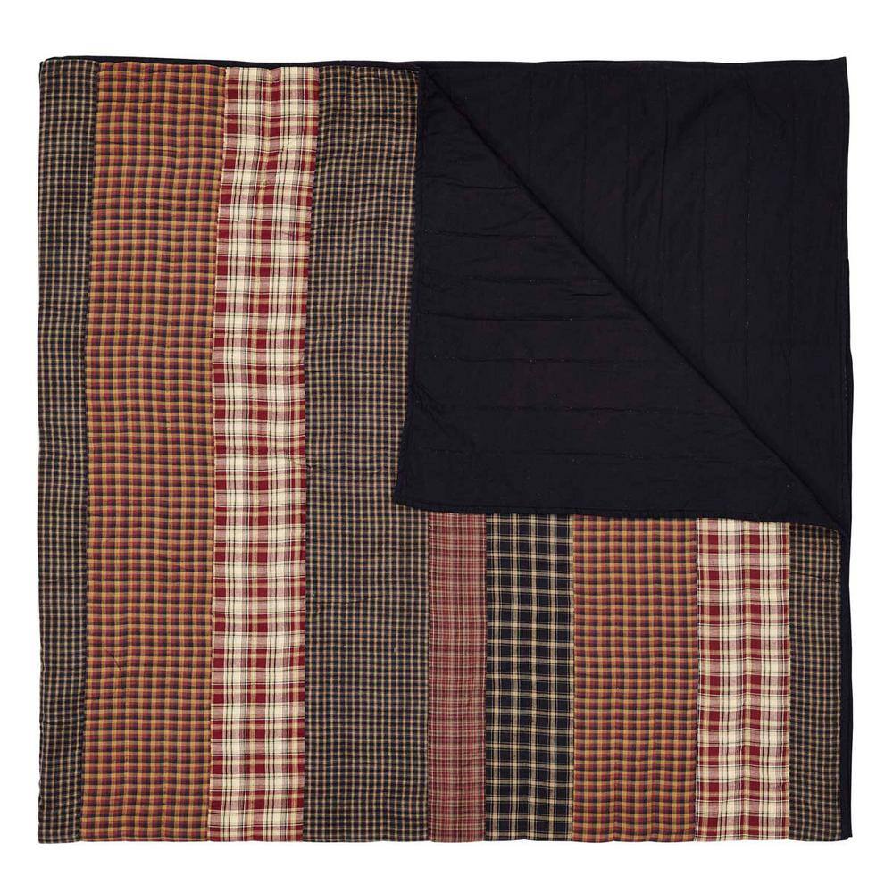 Beckham Queen Black and Red Cotton Reversible Quilt Set