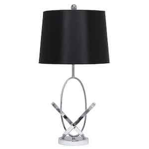 27.25 in. Chrome Modern Glossy State-of-the-Art Entwined Table Lamp with Black Fabric Shade
