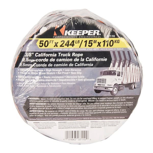 Keeper Rope Wrangler – 16 Ft Tie-Down Strap, 250 Lb Capacity, Fits 1/4 To 3/8 Inch Rope, Cam Action Lock