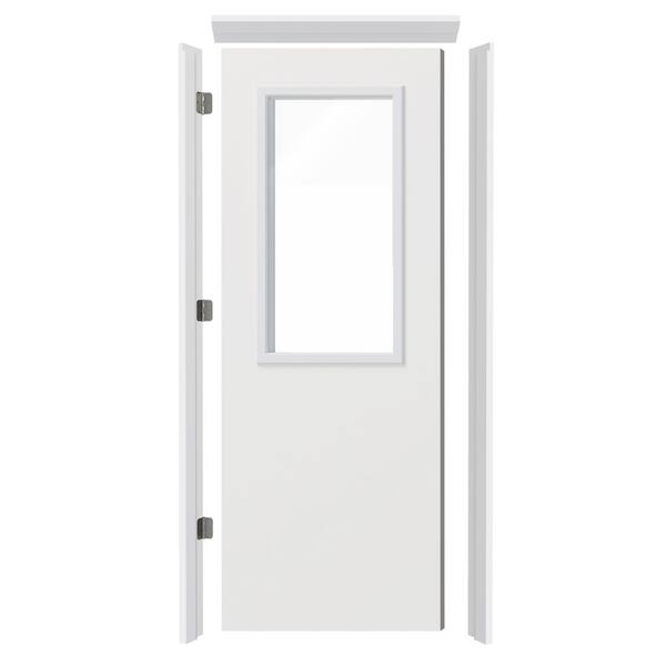TENONER 32 in. x 80 in. White Half-Lite Clear Glass Pre-Hung Exterior ...